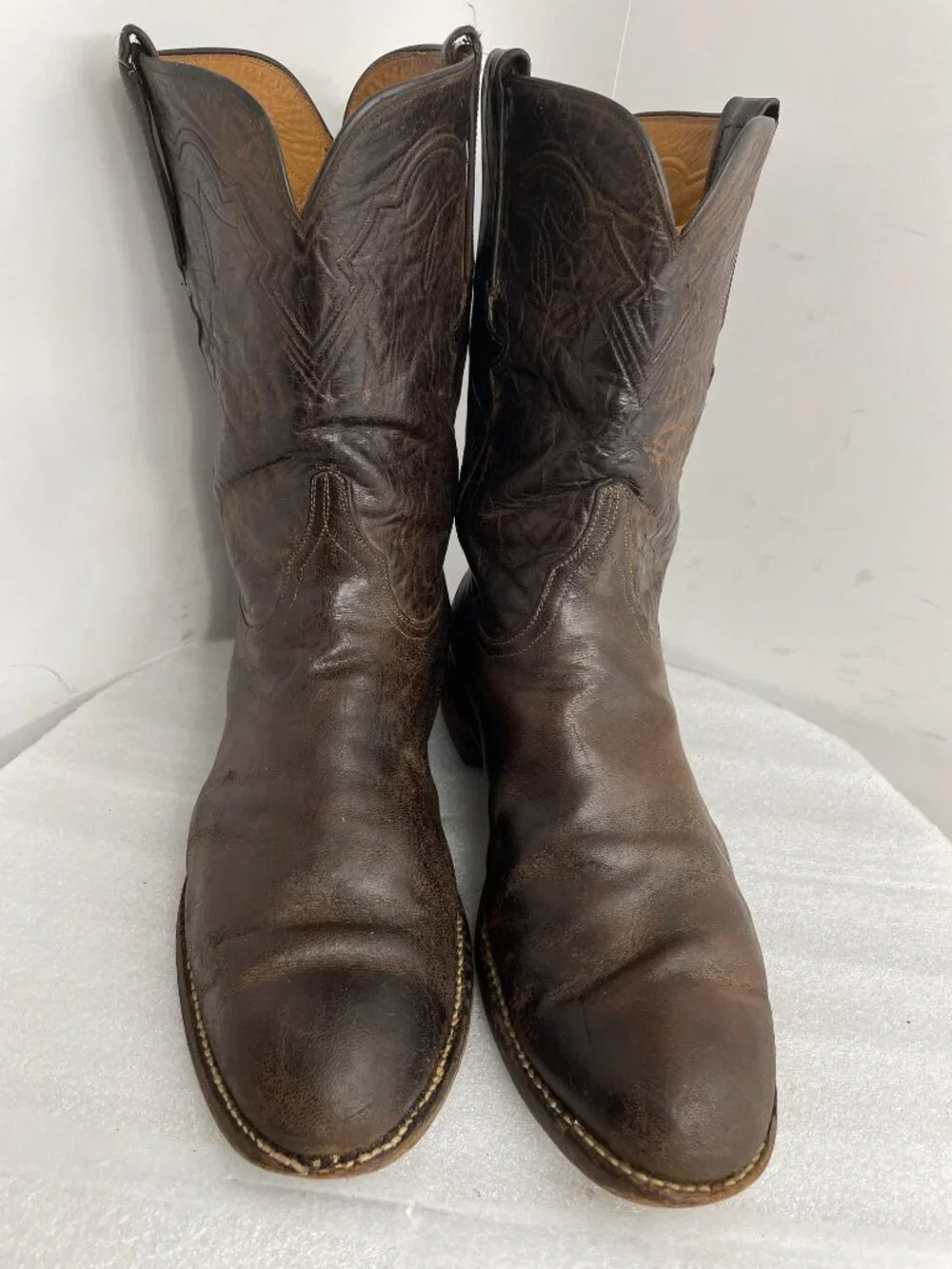 Vintage Lucchese Classics Western Cowboy Boots Brown Leather Men's  10.5 EE Wide